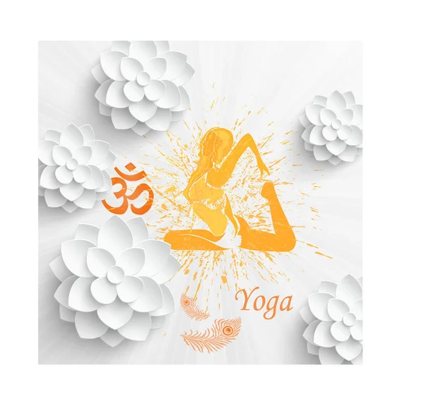 Yoga Lotus Pozunda Rahatlayan Biri Meditasyon Yoga Seti Uluslararası Yoga — Stok Vektör