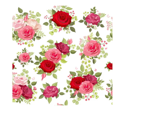 Motif Sans Couture Avec Des Roses Roses Fond Fleur Texture — Image vectorielle