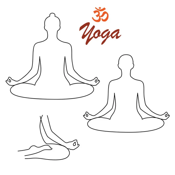 Yoga Lotus Pozunda Rahatlayan Biri Meditasyon Yoga Seti Uluslararası Yoga — Stok Vektör