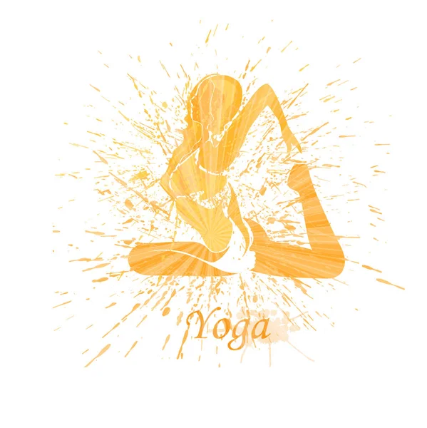 Yoga Person Entspannt Lotus Pose Meditation Gezeichnetes Yoga Set Vorhanden — Stockvektor