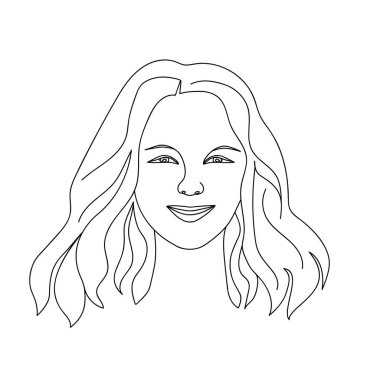 Soyut yüz tek çizgi çizimi. Hazır ol. Karalama. Portre minimalist stil. Logo, simge, etiket. Uluslararası Kadınlar Günü. Kart, poster ve modern tasarım için vektör illüstrasyonu. 