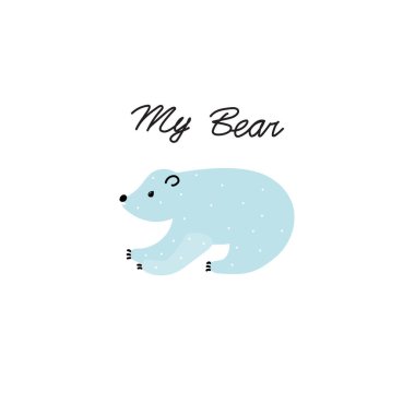 Tatlı ayı. Çizim tarzında güzel karikatür sevimli ayı. Bebek tasarımı. Basit İskandinav tarzı. Kartpostal, yıldönümü, doğum günü, bebek kitabı için mükemmel. El çizimi vektör çizimi. Minimalizm.