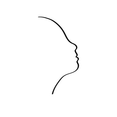 Soyut yüz tek çizgi çizimi. Hazır ol. Karalama. Portre minimalist stil. Logo, simge, etiket. Uluslararası Kadınlar Günü. Kart, poster ve modern tasarım için vektör illüstrasyonu. 