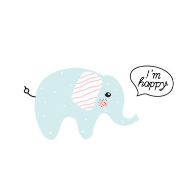 Fil bebek şirin baskı seti. Çizgi film. İskandinav tarzı. Karalama. Afiş, kumaş, tekstil, çocuk odası dekorasyonu, çocuk tişörtü ve çocuk kıyafetleri için Afrika hayvan resimleri. Vektör. 