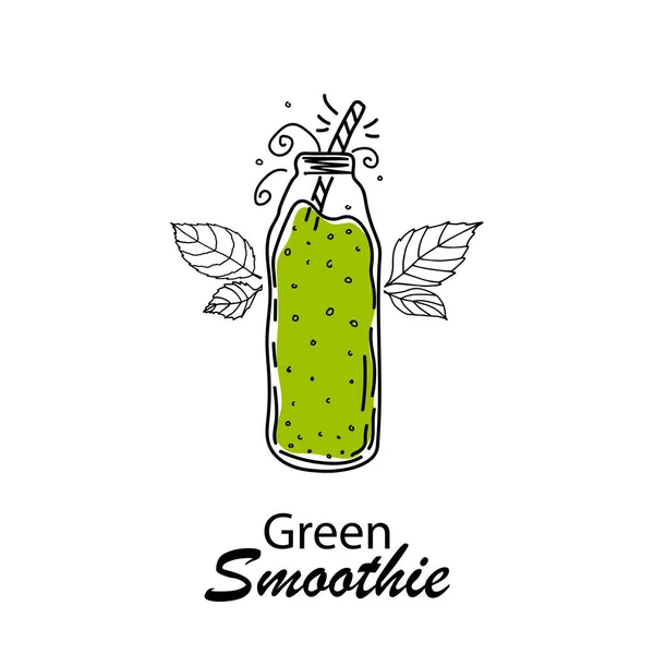 Poster Giorno Cocktail Smoothie Detox Stile Doodle Set Ingredienti Disegnati — Vettoriale Stock