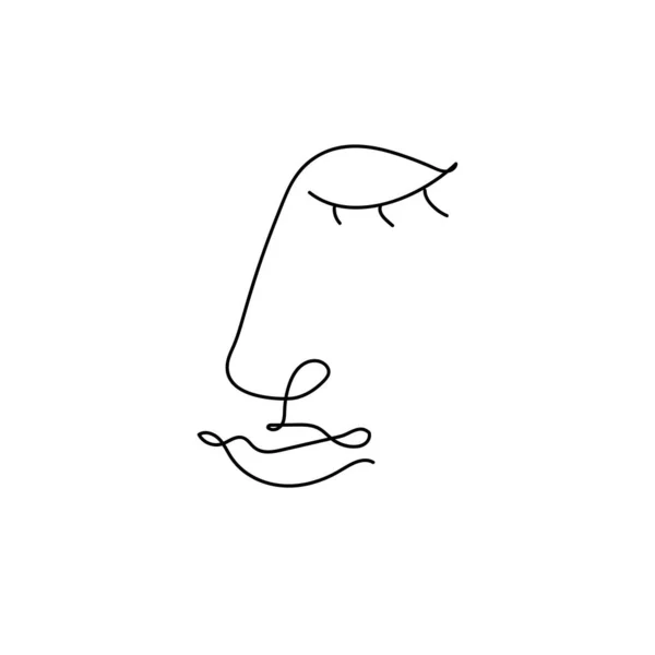 Abstraktes Gesicht Eine Linienzeichnung Set Vorhanden Doodle Portrait Minimalistischen Stil — Stockvektor