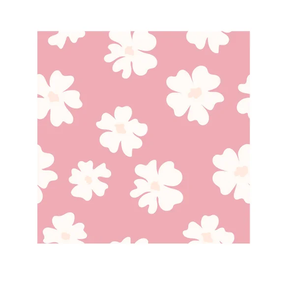 白花とシームレスなピンクの背景 花の背景 あなたのデザイン グリーティングカード お知らせ ポスターのための無限のテクスチャ テキスタイルプリント 壁紙のための自然なベクトルイラスト — ストックベクタ