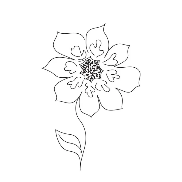 Fleurs Noir Sur Fond Blanc Doodle Écriture Dessin Continu Jaune — Image vectorielle