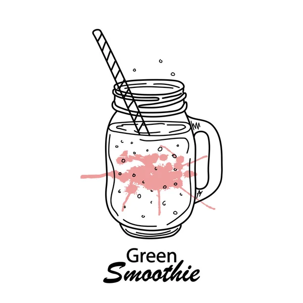 Smoothie Detox Cocktail Day Αφίσα Στυλ Doodle Σετ Από Χειροποίητα — Διανυσματικό Αρχείο