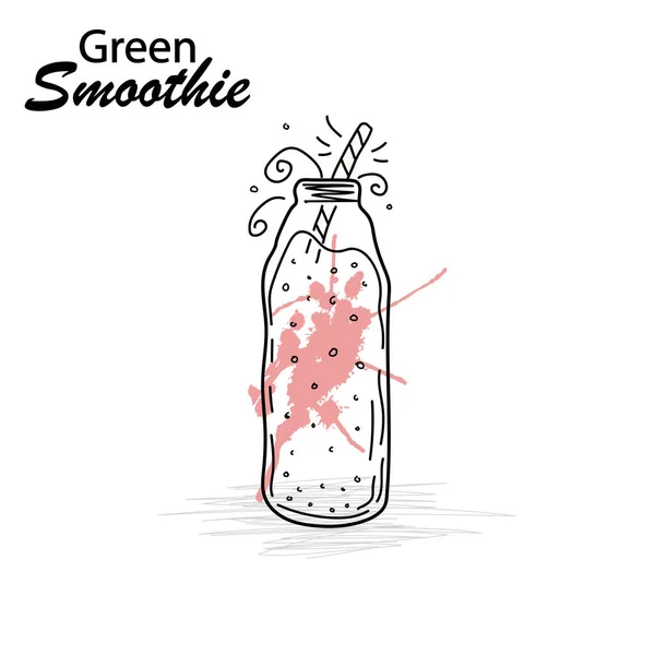 Smoothie Detox Cocktail Day Αφίσα Στυλ Doodle Σετ Από Χειροποίητα — Διανυσματικό Αρχείο