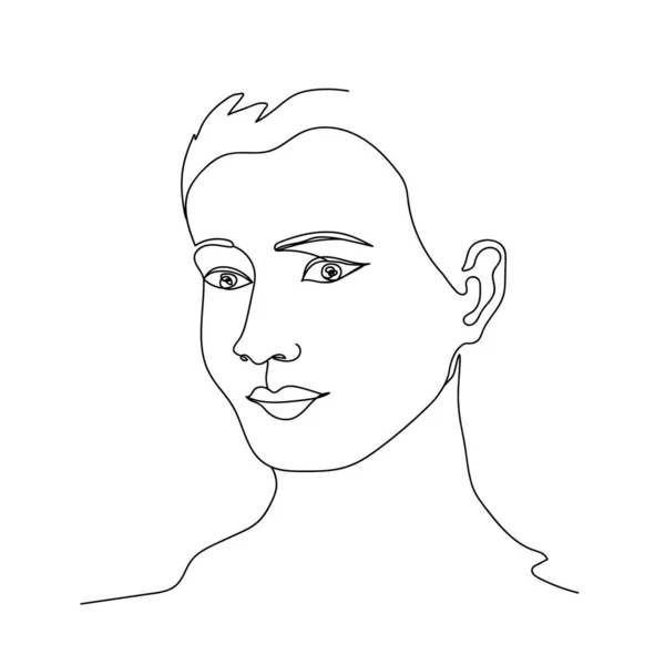 Abstraktes Gesicht Eine Linienzeichnung Set Vorhanden Doodle Portrait Minimalistischen Stil — Stockvektor