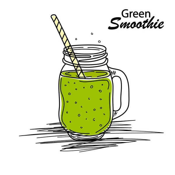 Poster Giorno Cocktail Smoothie Detox Stile Doodle Set Ingredienti Disegnati — Vettoriale Stock