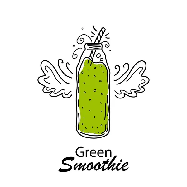 Cartel Día Cóctel Smoothie Detox Estilo Doodle Conjunto Ingredientes Extraídos — Archivo Imágenes Vectoriales