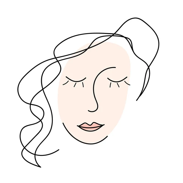 Abstraktes Gesicht Eine Linienzeichnung Set Vorhanden Doodle Portrait Minimalistischen Stil — Stockvektor