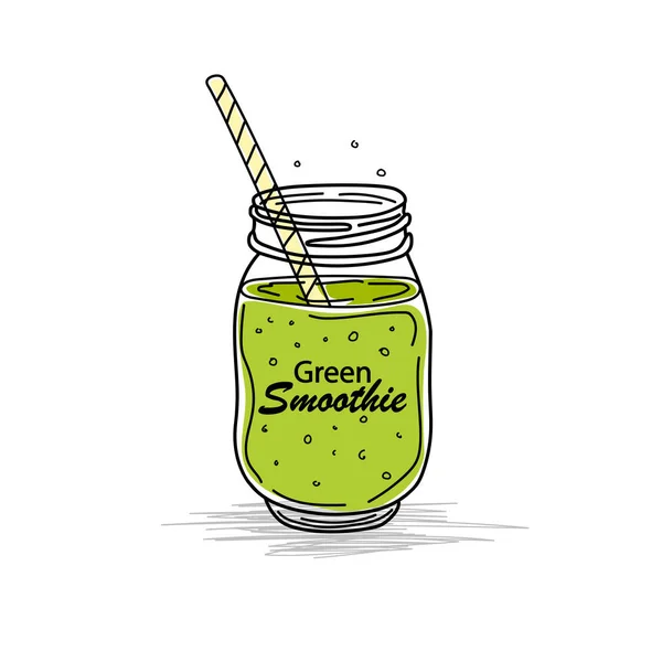 Smoothie Detox Cocktail Day Αφίσα Στυλ Doodle Σετ Από Χειροποίητα — Διανυσματικό Αρχείο