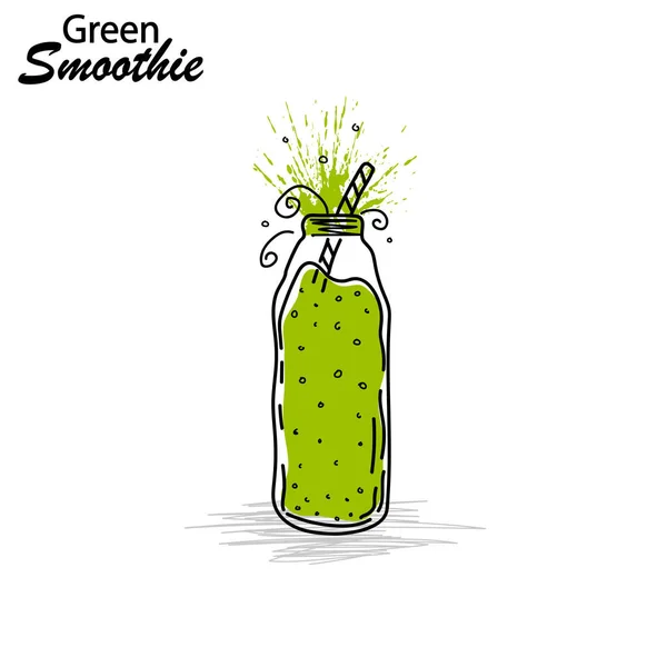 Smoothie Detox Cocktail Dag Poster Doodle Stijl Handgetekende Ingrediënten Voor — Stockvector