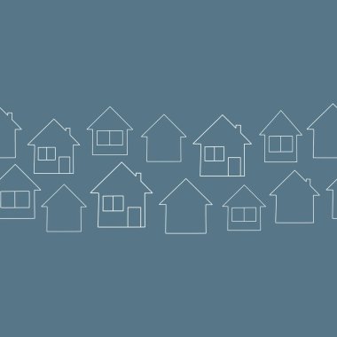 - Ev. Ev logosu tasarım şablonu. Siyah beyaz bina silueti. Vektör illüstrasyonu.