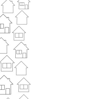 - Ev. Ev logosu tasarım şablonu. Siyah beyaz bina silueti. Vektör illüstrasyonu.