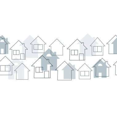 - Ev. Ev logosu tasarım şablonu. Siyah beyaz bina silueti. Vektör illüstrasyonu.