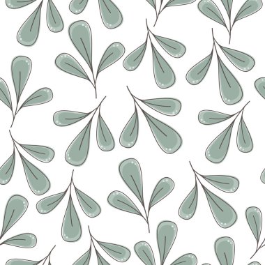 Beyaz arka planda çizgi film dalı. Kusursuz desen. Çiçekli grafik tasarımı. Renkli düz çizim. Vektör.