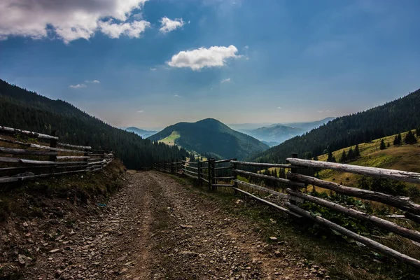 Rural landskapet Road in Carpathian — Stockfoto