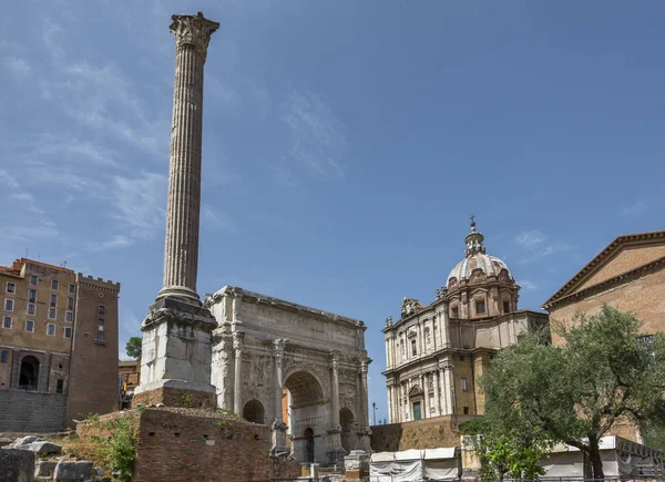 Rom Italien Augusti 2018 Ruinerna Forum Romanum Shot Sommardag — Stockfoto