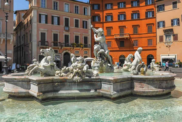 Rom Italien Augusti 2017 Fontänerna Piazza Navona — Stockfoto