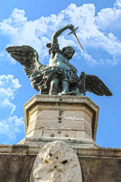Rome Italie Août 2017 Statue Ange Avec Une Épée Sur — Photo