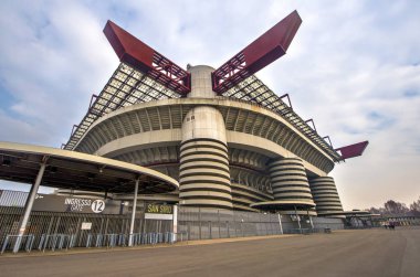 Milan, İtalya - Aralık 2017: Görünüm San Siro arenada
