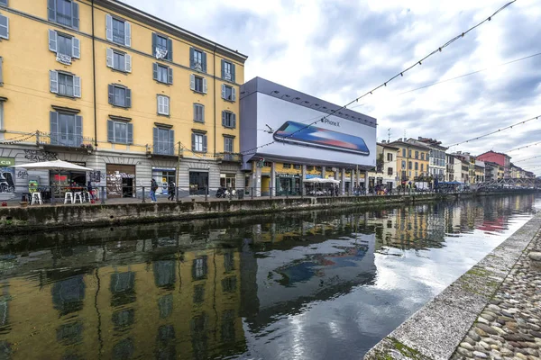 Milano Dicembre 2017 Quartiere Grande Canale Della Città Prima Natale — Foto Stock