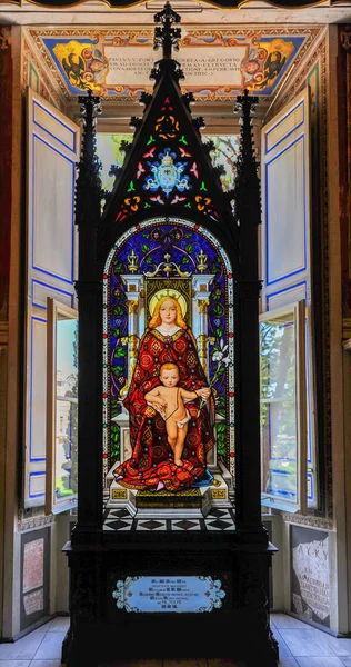 Vatican Août 2017 Image Vitrée Vierge Enfant Jésus Rétroéclairée Contre — Photo