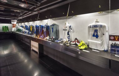 Milan, İtalya - Aralık 2017: San Siro Stadyumu, ziyaret Fc Milan ve Fc Inter Müzesi