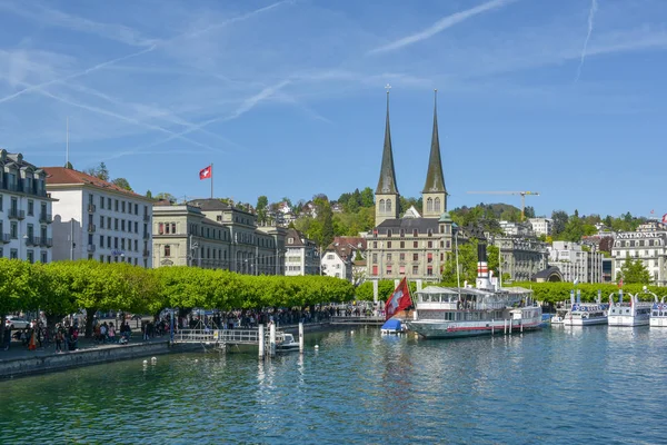 Banks Reuss River Lucerne Switzerland — Stock Photo, Image