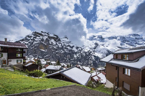 Murren Switzerland May 2017 Alpine Village Spring — Stock Photo, Image