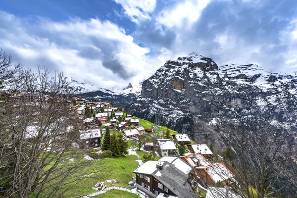 Murren Suíça Maio 2017 Vista Aldeia Alpina Primavera — Fotografia de Stock