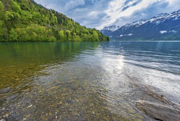 Vista Para Lago Brienz Antes Pôr Sol Suíça — Fotografia de Stock