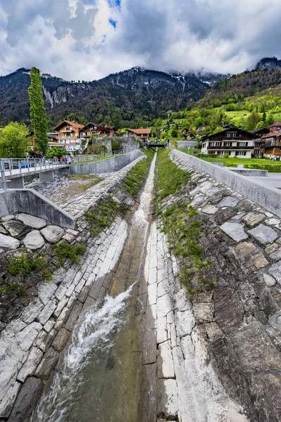 Liten Kanal Brienz Stad Schweiz — Stockfoto