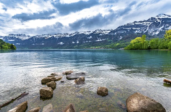 Zicht Het Meer Van Brienz Voor Zonsondergang Zwitserland — Stockfoto