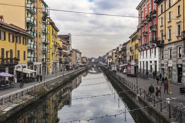 Milan Italy December 2017 Walking Grande Canale District City — Stock Photo, Image