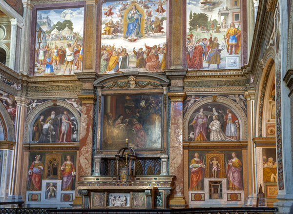 Milan, Italy - November 2018: Impressive interior of st Maurizio church