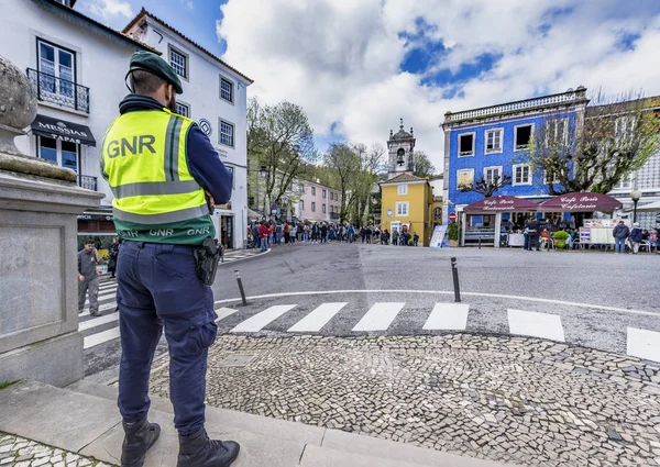 Sintra Portugal April 2018 Politie Plicht Het Centrum Van Stad — Stockfoto