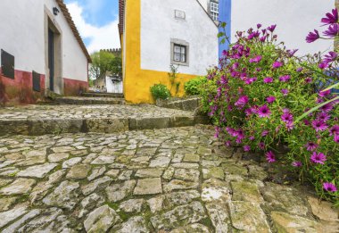 Obidos Eski Şehir sokaklarında, Portekiz