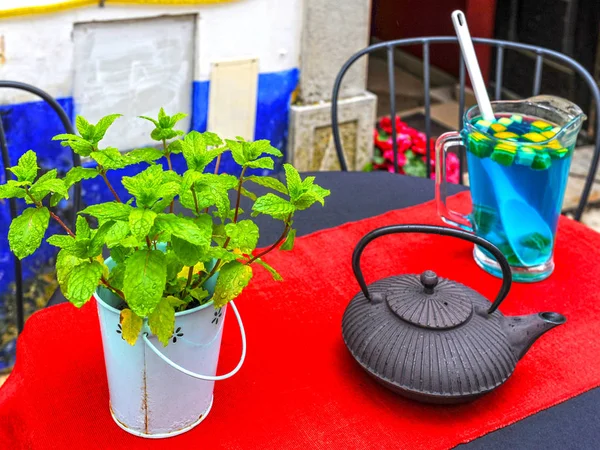 Cafe Table Arrangement Streets Obidos Old Town Portugal — Stock Photo, Image