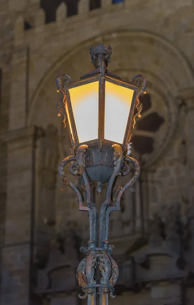 Lit lantern at the city streets. Porto, Portugal