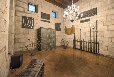 Braganza Dükleri 'nin sarayında etkileyici bir iç mekan. Guimaraes, Portekiz