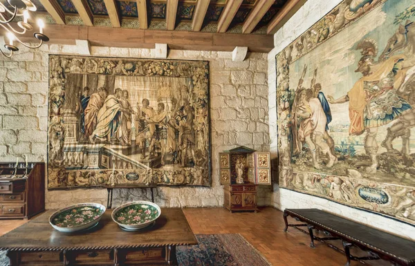 Impresionante Interior Palacio Los Duques Braganza Guimaraes Portugal — Foto de Stock