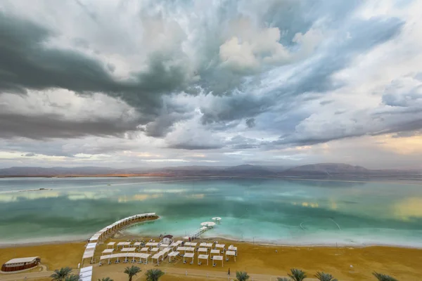 Hotel beach facilities at the Dead sea resort, Israel