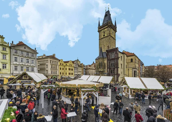 Prague Czech Republic December 2018 Christmas Market Staromestska Square — Stok fotoğraf