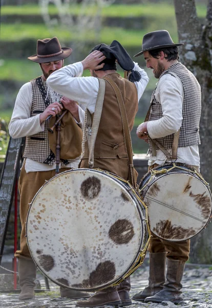 Folklorenorchester Auf Dem Zentralen Platz Des Alten Dorfes Piodao Portugal — Stockfoto