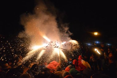 Correfoc in Blanes, Katalonya, İspanya - Correfoc Festes Major de Blanes, Girona 2018